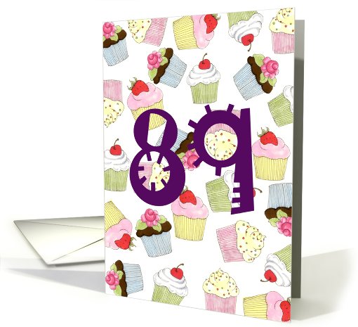 89th Birthday Party Invitation, Cupcakes Galore card (680875)