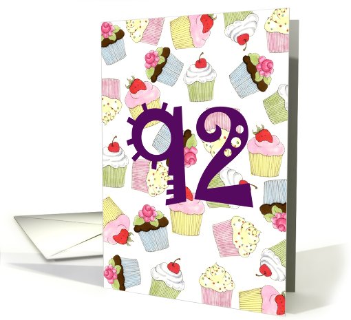 92nd Birthday Party Invitation, Cupcakes Galore card (684190)