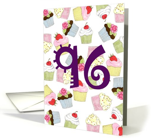 96th Birthday Party Invitation, Cupcakes Galore card (684205)