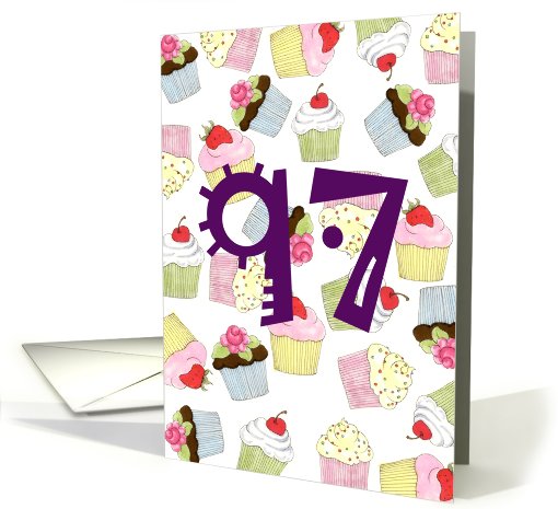 97th Birthday Party Invitation, Cupcakes Galore card (684207)