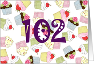 102nd Birthday Party Invitation, Cupcakes Galore card