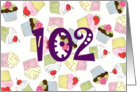 102nd Birthday Party Invitation, Cupcakes Galore card