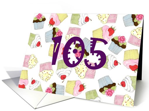 105th Birthday Party Invitation, Cupcakes Galore card (688626)