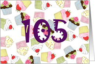 105th Birthday Party Invitation, Cupcakes Galore card