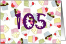 105th Birthday Party Invitation, Cupcakes Galore card