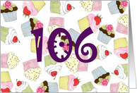 106th Birthday Party Invitation, Cupcakes Galore card