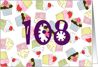 108th Birthday Party Invitation, Cupcakes Galore card