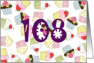 108th Birthday Party Invitation, Cupcakes Galore card