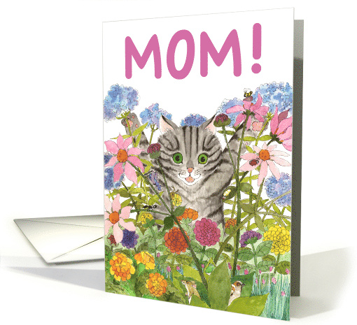 Birthday for Mom Striped Kitty card (788394)