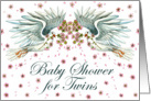 Invitation to a Baby Shower for Twins, Twin Doves card