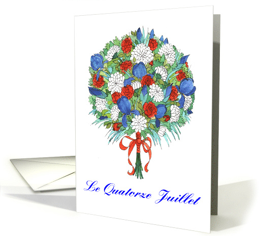 Bastille Day Party Invitation, Bleu Blanc Rouge Bouquet card (819057)