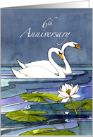 6th Wedding Anniversary Swans card