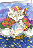 Catsandra Sees a Happy Birthday card