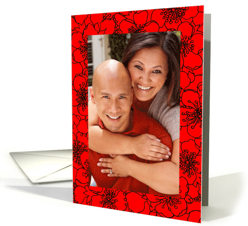 Vietnamese New Year Tet Red Blossom Vertical Photo card (871707)