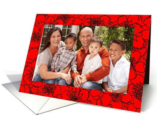 Vietnamese New Year, Tet Red Blossom Horizontal Photo card (871709)