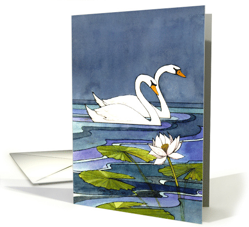 Anniversary Midnight Swans card (87174)