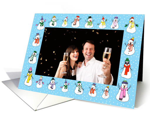 New Year Snowmen Photo card horizontal card (886539)