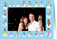 New Year Snowmen Photo card horizontal card