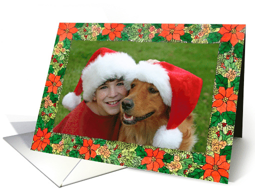 Thank You Christmas Poinsettia Horizontal Photo card (888757)