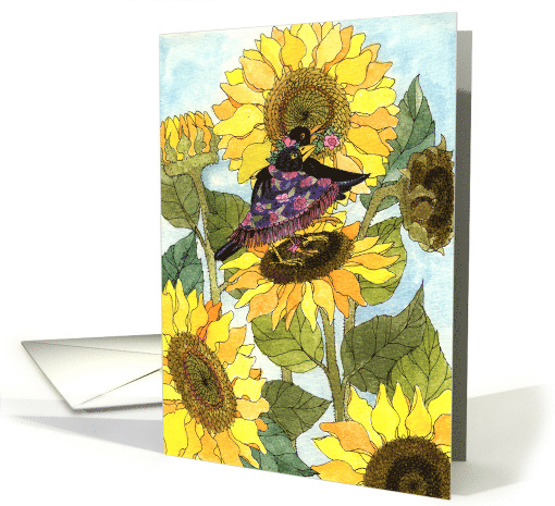 Anniversary Sunflower Crows card (92307)