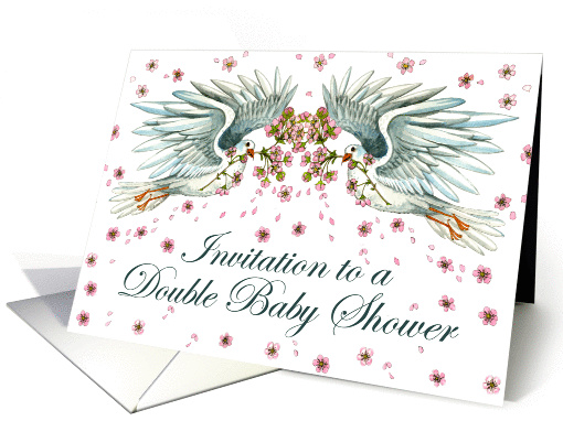 Twin Doves Double Baby Shower Invitation card (936860)