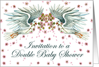 Twin Doves Double Baby Shower Invitation card