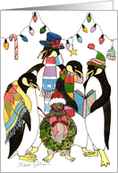 Christmas Penguin Carolers card