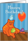 Happy Birthday Fat Cat and Birds card