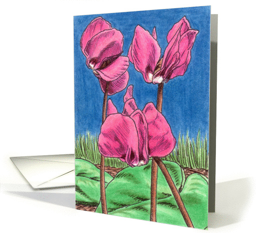 Dark Pink Cyclamen card (83326)