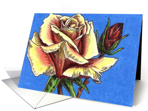 Red and Yellow Tea Rose card (89643)