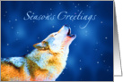 Howling Wolf Seasons Greetings card
