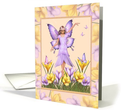Butterfly Fairy with Crocus and Hummingbirds card (215823)