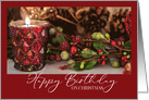 Glowing Reflection Happy Birthday on Christmas card