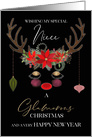 Glamour and Glitter Reindeer Merry Christmas for My Niece card