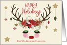 Glamour and Glitter Reindeer Happy Holidays for My Daughter card