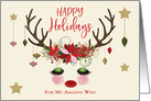 Glamour and Glitter Reindeer Happy Holidays for My Wife card