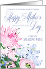 Shades of Pink and Blue Floral Bouquet Mother’s Day for Wife card