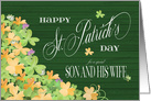 Bunches of Watercolor Shamrocks Happy St. Patrick’s Day Son and Wife card