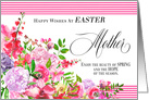 Spring Flowers and Pink Stripes Easter for Mother card