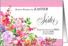 Spring Flowers and Pink Stripes Easter for Sister card