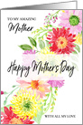 Bright Watercolor Flowers Happy Mother’s Day Mother card