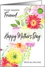 Bright Watercolor Flowers Happy Mother’s Day Friend card