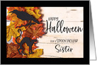 Black Cat and Black Bird Happy Halloween Sister card