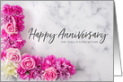 Shades of Pink Roses and Carnation Happy Anniversary card
