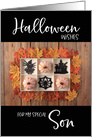 Pumpkins, Spiders and Haunted House Halloween Son card