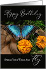 Butterfly and Marigolds Happy Birthday card