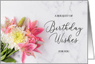 Shades of Pink Lilies and Mums Birthday Wishes card