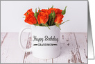 Orange Rosebuds Happy Birthday Grandmom card