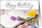 Book and Flowers Happy Birthday card