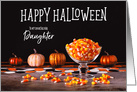 Candy Corn and Glowy Pumpkins Happy Halloween Daughter card